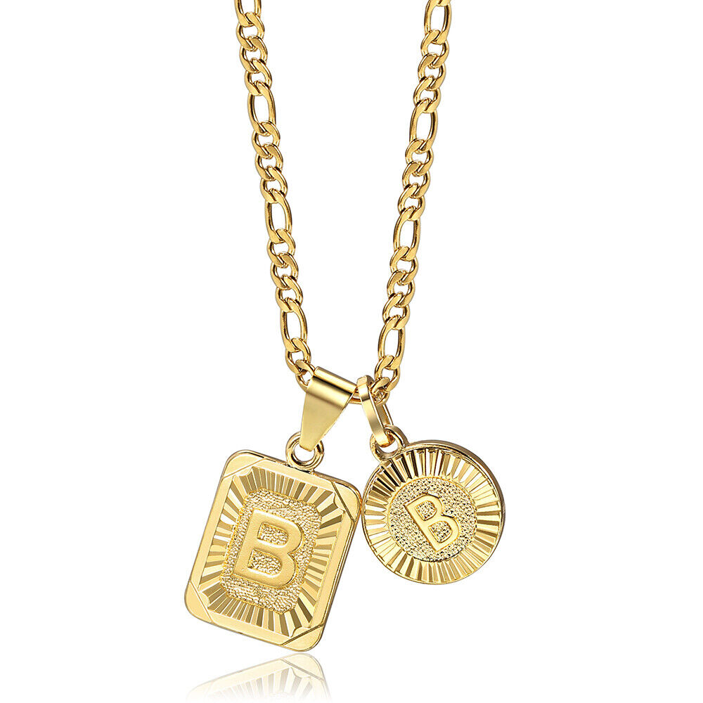 Letter G Gold Plated Rectangle Pendant Initial Necklace in 2023