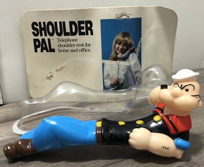 Vintage 1982 Popeye Shoulder Pal Telephone Rest Never Used With Damaged Package