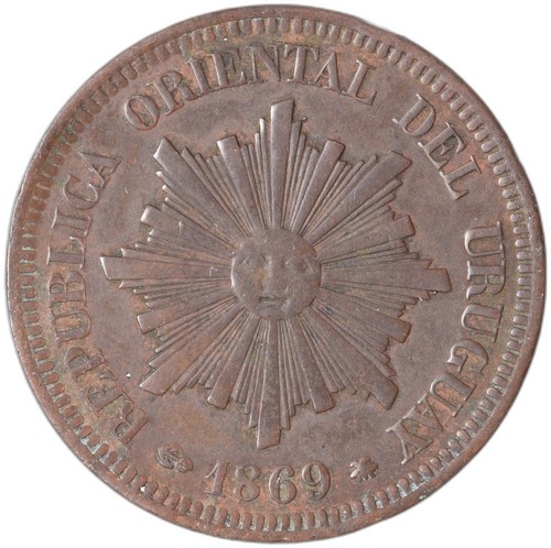 Uruguay - 2 Centesimos (Mint Mark "A") - 1869
