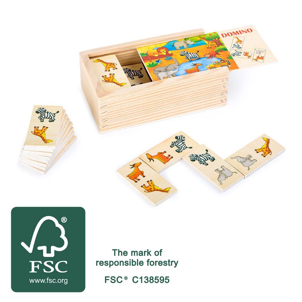 Domino Safari FSC 100 % - 3 ans et + en Bois -Small Foot