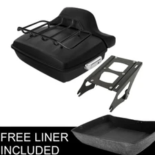 Matte Chopped Trunk Backrest Pad Mount Fit For Harley Touring 2014-Up