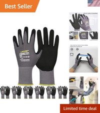 Breathable Seamless Knit Nylon Work Gloves - 6 Pairs, Water Repellent  Durable