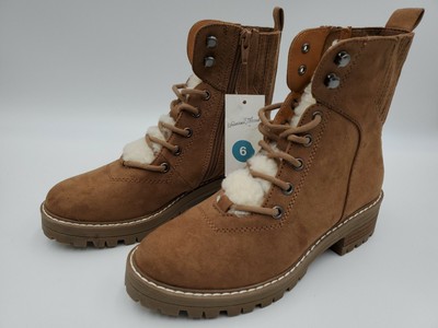 sherpa lace up boots