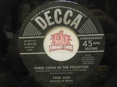 Four Aces: Three Coins In The Fountain / Wedding Bells, 45 RPM VG+ (6F)