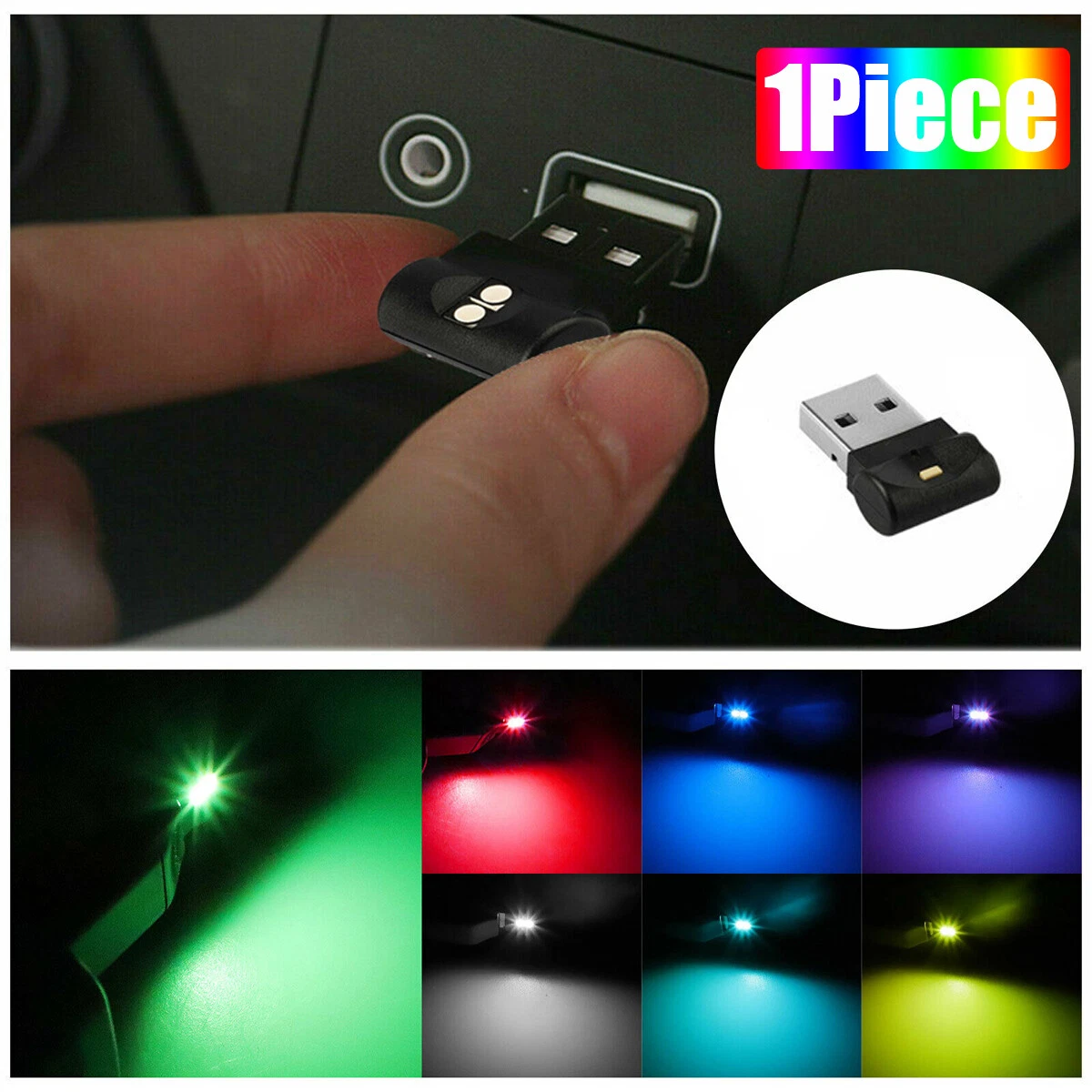 Mini RGB LED USB Car Interior Light Neon Atmosphere Ambient Lamp  Accessories 