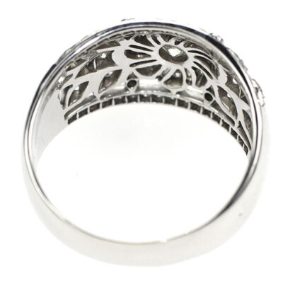 K18WG diamond ring D0.90ct antique LACE - Auth Free Shipping