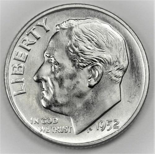 1952 D Silver Roosevelt Dime BU from OBW Roll