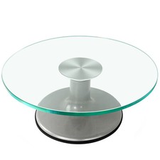 12'' Cake Turntable Tempered Glass Revolving Stand for Decorating Wedding Cake