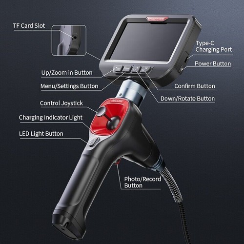 Ralcam Articulating Borescope 4-Way 360° Industrial Endoscope Camera Semi Rigid - Picture 10 of 13