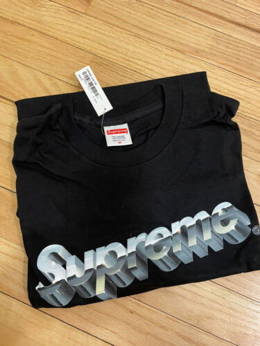⭐️ Supreme Chrome Logo Tee T-Shirt Black Size M SS20 ⭐️
