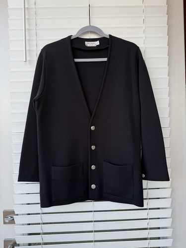 St. Croix 100% Zephyr Wool Knit Sweater Blazer Cardigan Silver Hardware Size S - Picture 9 of 9