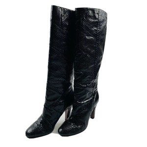 black leather snakeskin boots