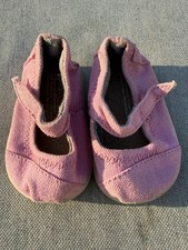 TOMS Pink Canvas Mary Jane Baby Girls Shoes Hook Loop Adjustable Strap US 2