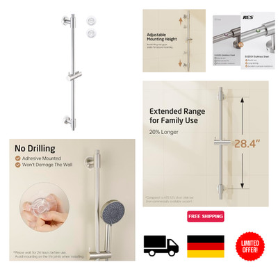 KES Duschstange ohne Bohren 78 cm Edelstahl Gebürstet F209S78DF-BS