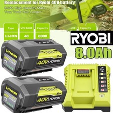8.0Ah Battery 40 Volt for Ryobi 40V Lithium OP40602 Battery with LED / Charger