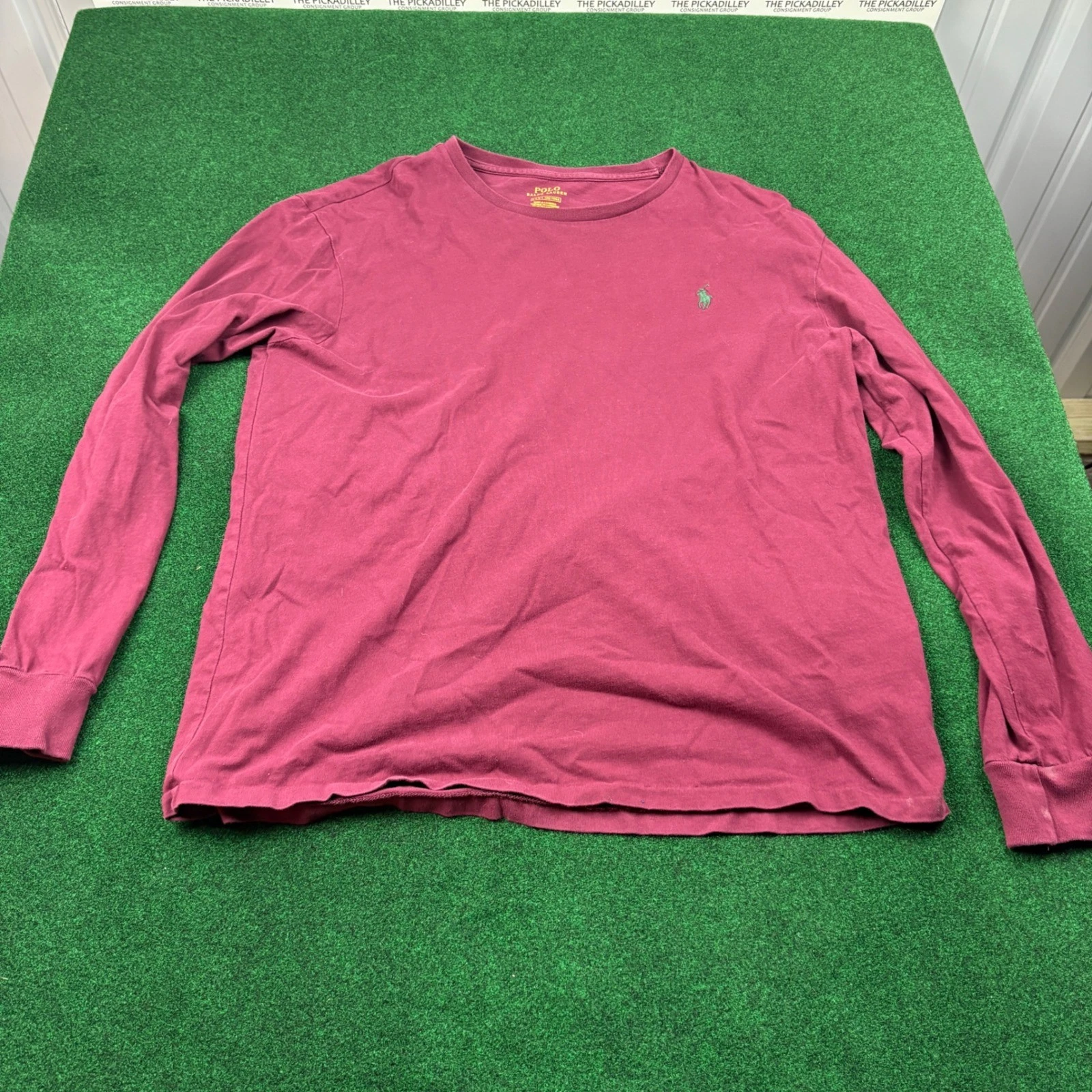 Polo Ralph Lauren Mens Long Sleeve Large T-Shirt Burgundy Crew Neck Casual Top