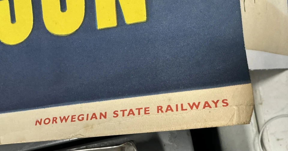 Pôster de viagem Noruega original vintage norueguês ferrovias estaduais sol meia-noite bom - Imagem 2 de 4