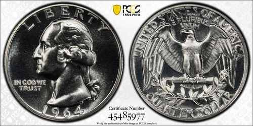 1964 Proof Washington Quarter - PCGS Graded PR67 - Gold Shield