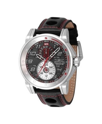 Invicta Herren Racing Quarz Multifunktionsuhr schwarz silber rotes Zifferblat...