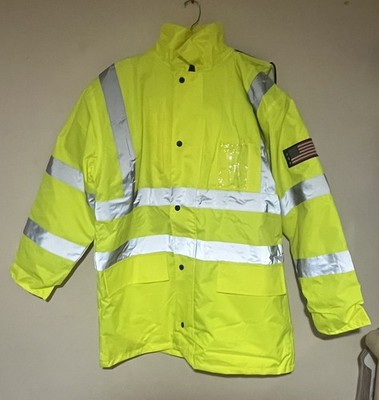 Safeguard Neon Hi-Vis Safety Coat Reflective Mesh Lined Men's Large Yellow. Read