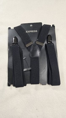 Express Men's Black Suspenders Elastic Adjustable Straps Y-Back
