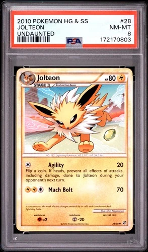 2010 POKEMON HEARTGOLD & SOULSILVER UNDAUNTED #28 JOLTEON PSA 8