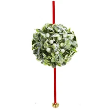 Caciri Mistletoe Kissing Ball, Artificial Mistletoe Christmas Decor Hanging