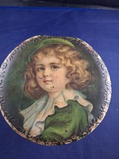 Antique Victorian Blonde Girl Mistletoe Print 1900's Celluloid Collar Box
