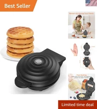 Compact Non-Stick Chaffle Maker with Recipe Guide - Organic & Easy to Clean