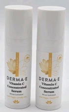 2 Derma.E Vitamin C Concentrated Serum with Hyaluronic Acid, 0.5 oz, BB: 03/2024