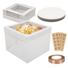 YTAXZ Cake Boxes, 10pcs Tall Cake Box with Window, White Bakery Boxes,10x10x8...