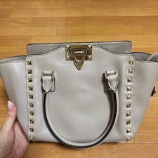 VALENTINO Studded Handbag Beige Casual/Formal Women's Pre-Owned From Japan
