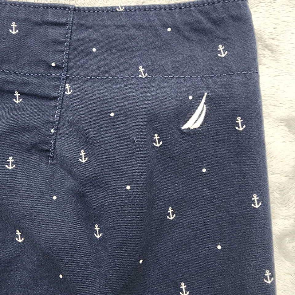 Pantalones Cortos Nautica Para Mujer 10 Azul Blanco Estampado Ancla Chino Preppy Náutico Informal Foto 3 de 4