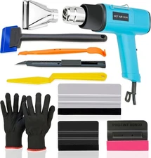 Complete Car Vinyl Wrap Tool Kit | Heat Gun, Squeegee, Cutter, Gloves | D 