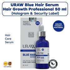 URAW Blue Hair Serum Hair Growth Professional 50 ml Hologram  Security Label 