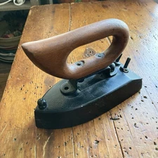 Cast Iron Antique HEAVY Wooden Handle Farmhouse Country Decor As Door Stopper