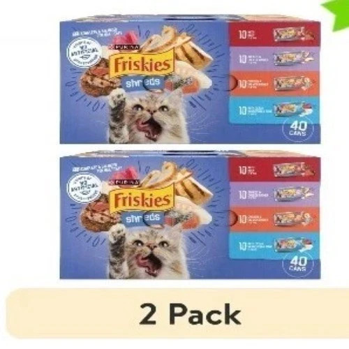 (2 pack) Purina Friskies Shreds Gravy, Wet Cat Food, 5.5 oz Cans, 40 Pack
