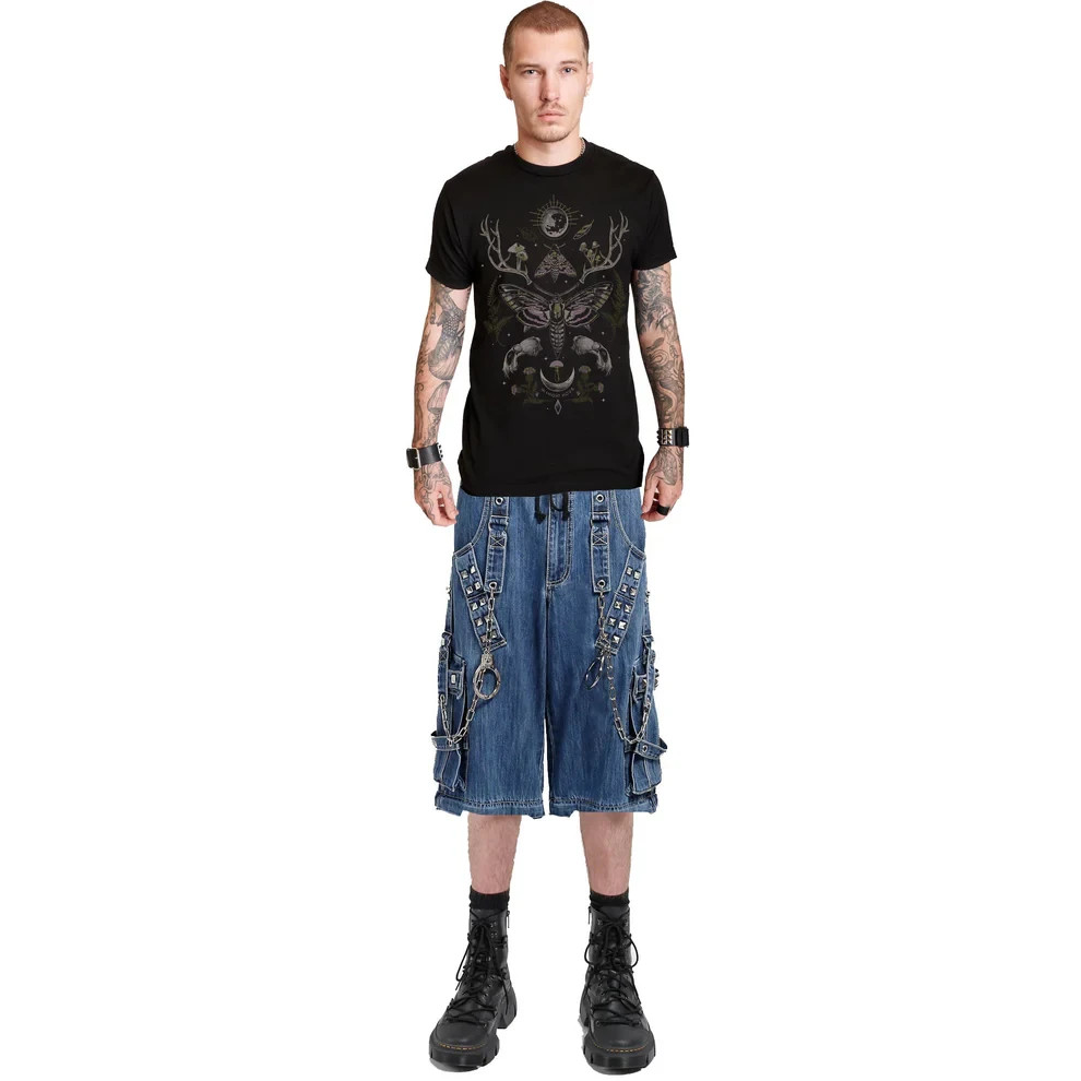 Extreme Bondage Light Blue Denim Shorts Handcuff Skater Gothic