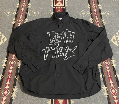 Death To Tennis Japan Button Shirt Mens S Black Streetwear T46