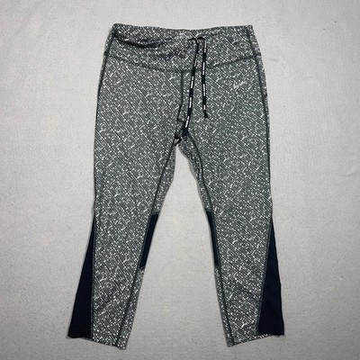 Nike Running Leggings Women Medium Cropped Geometric Black White Athleisure