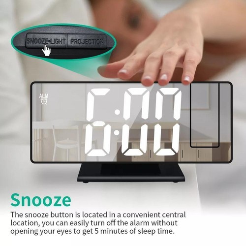LED Digital Projector Snooze Dual Alarm Clock Projection Timer Rooms Decoration - Picture 6 of 14
