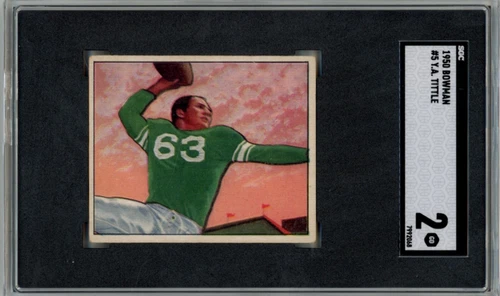 1950 Bowman #5 Y.A. Tittle Baltimore Colts  ^^ ROOKIE RC HOF SGC 2