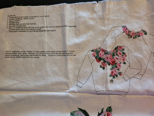 FABRIC PANEL Rose Fever Wearable Art Cut Make a Designer Sweatshirt Appliques - Picture 9 of 12