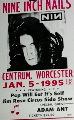 Nine Inch Nails Concert Poster 1995 W/ Pop Will Eat Itself Adam