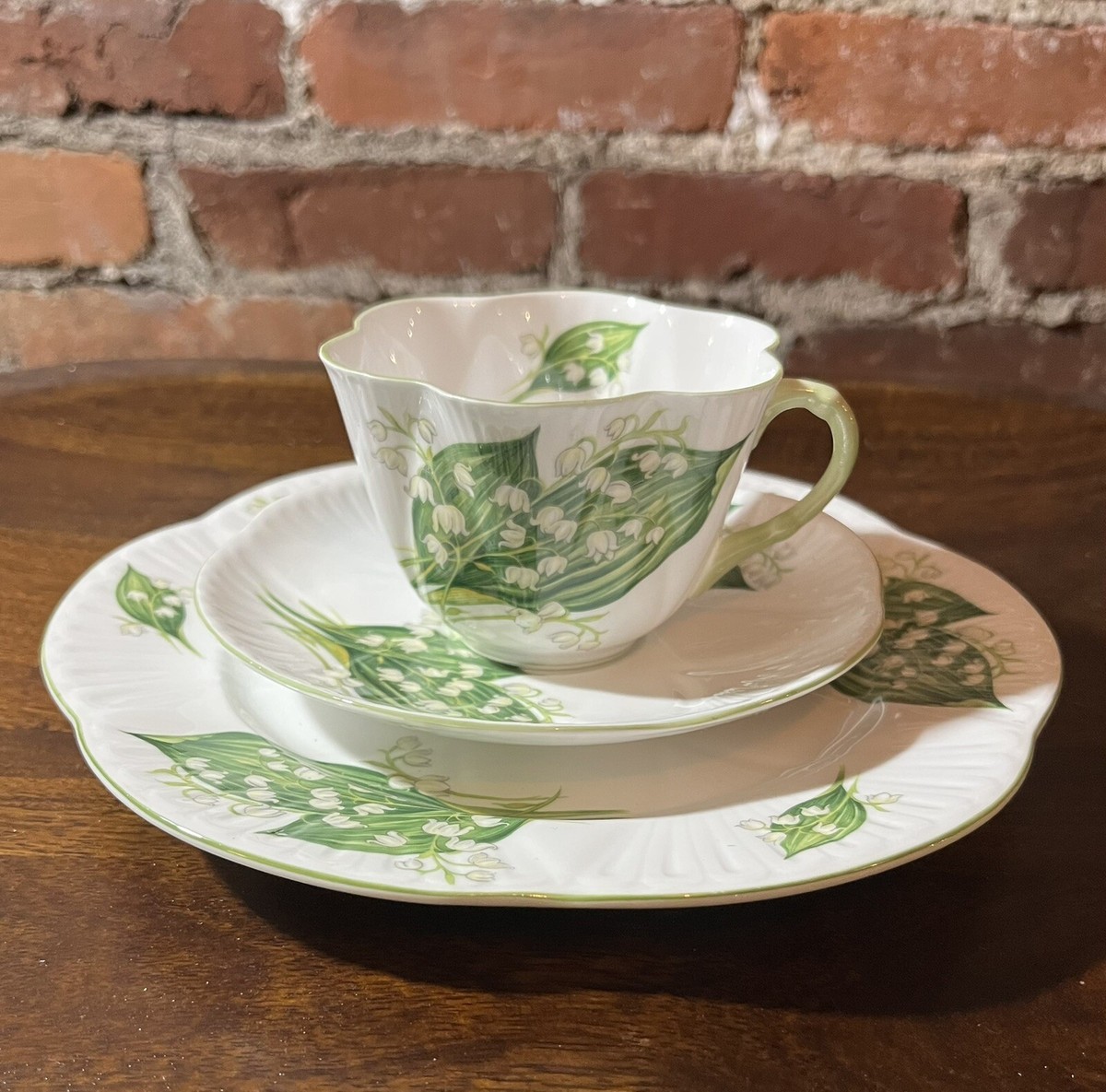 Shelley Lily of the Valley Tea cup saucer plate trio Set Bone