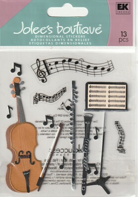 Jolee's Boutique 3D Stickers MUSICAL TRIO Orchestra Theme 58549 Fast FREE Ship!