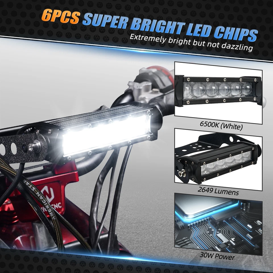Front Headlight LED Light Bar Kit For Yamaha Raptor 700 700R YFM700 R 2006-2021 - Image 4 of 4