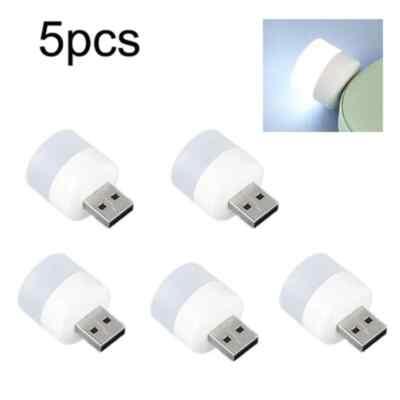 5 Stück USB Tragbare LED Mini Nachtlicht Kleine Runde Lampe Computer Mobile Power