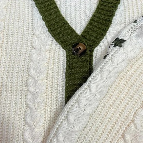 Cardigan Evermore versione Taylor verde vite ricamato cavo abbottonato - Foto 10 di 30