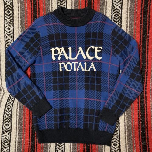 Palace Skateboards Potala Strickpullover Sweatshirt mittelblau schwarz rot selten Y2k - Bild 1 von 12